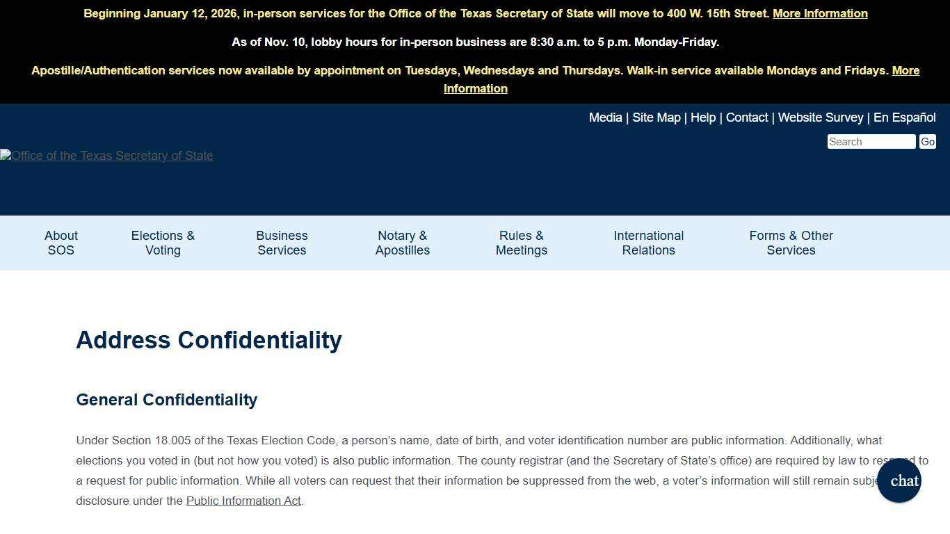 Address Confidentiality